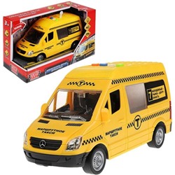 Технопарк. Модель "Mercedes-Benz Sprinter. Такси" арт.SPRINTER-22PL-TAX 22 см инерц. бат свет+звук