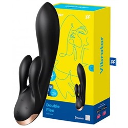 Satisfyer Вибратор-кролик Double Flex с двумя клиторальными отростками, черный