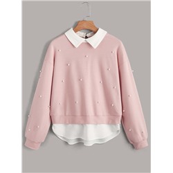 SHEIN Teen Mädchen Pullover mit Perle, Drop Shoulder