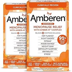 Amberen: Safe Multi-Symptom Menopause Relief. Clinically Shown to Relieve 12 Menopause Symptoms: Hot Flashes, Night Sweats, Mood Swings, Low Energy and More. 2 Month Supply