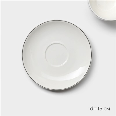 Чайная пара фарфоровая Magistro La Perle, 2 предмета: чашка 230 мл, блюдце d=15 см, цвет белый