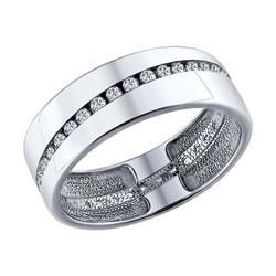 Обручальное кольцо из серебра с фианитами, 94110027