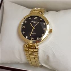 Наручные часы с металлическим браслетом, цвет циферблата чёрный, Ч302450, арт.126.031