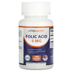 Vitamatic Фолиевая кислота - 5мг - 120 вегетарианских таблеток - Vitamatic