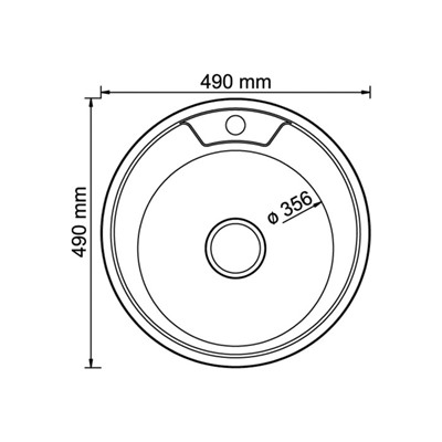 Мойка кухонная MIXLINE 528183, врезная, толщина 0.6 мм, 49х49х18 см, вып. 3 1/2", с сифоном