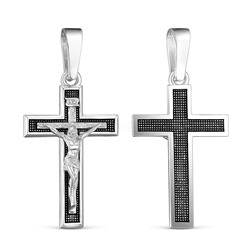Крест католический из чернёного серебра - 5см 925 пробы 3-290чч