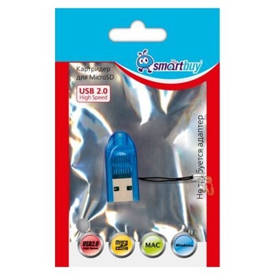 Карт-ридер внешний USB SmartBuy SBR-710-B Blue, microSD/microSDHC