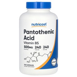 Nutricost Пантотеновая кислота - 500 мг - 240 капсул - Nutricost