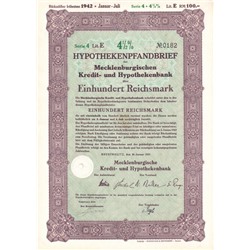 Облигация Кредитно-ипотечный банк Мекленбурга, 1000 рейхсмарок 1937 год, Германия