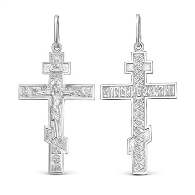 Крест из серебра родированный - 4,5 см 925 пробы К3-440р