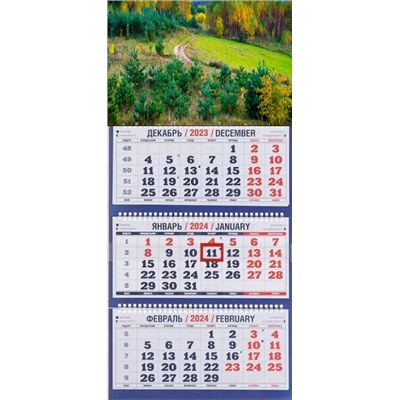 2024г. Календарь-трио Природа Тропинка в лесу 1300030