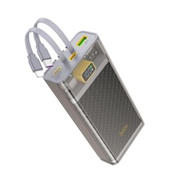 Внешний аккумулятор Hoco J104А, 20000 мАч, 2 Type-C, 1 USB, 1 micro - USB, 3 А,дисплей,серый