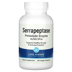 Lake Avenue Nutrition Serrapeptase, протеолитический фермент, 40 000 SPU, 180 растительных капсул