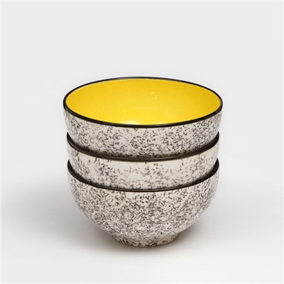 Набор посуды "Салатный", керамика, желтый, 3 предмета: d=15 см, 700 мл, 1 сорт, Иран