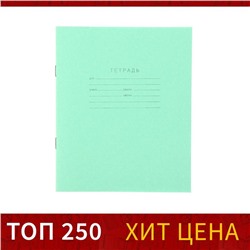 Тетрадь 12 листов в клетку "Зелёная обложка", бумажная обложка, блок №2 КПК, белизна 75% (серые листы), плотность 58-63 г/м2