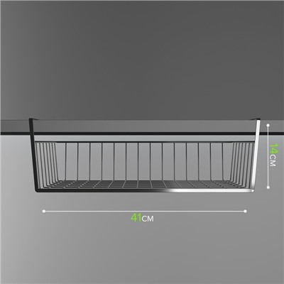 Корзина сетчатая навесная на полку Доляна, 40×25×14 см, цвет хром