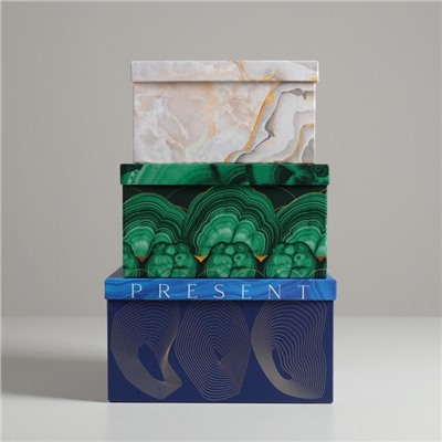 Набор коробок с PVC окном 3 в 1 «Текстуры», 18 × 18 × 10‒22 × 22 × 12 см