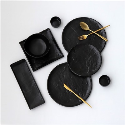 Блюдо фарфоровое для подачи Magistro "Pietra lunare", 33,5×24×1,5 см, цвет чёрный