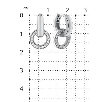 Серьги из серебра с фианитами родированные (2 в 1) 925 пробы с-7222р200