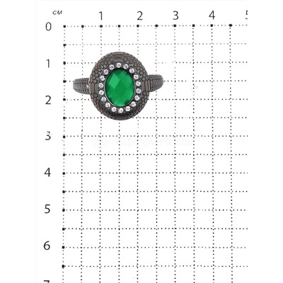 Кольцо из серебра с пл.кварцем цв.зеленый агат, фианитами и тёмным родированием 925 пробы 1-2013р-133200