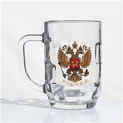 Пивная кружка «Герб России», стеклянная, 500 мл