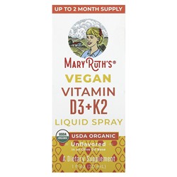 MaryRuth's Веганский жидкий спрей с витаминами D3 и K2, без вкуса, 1 жидкая унция (30 мл)