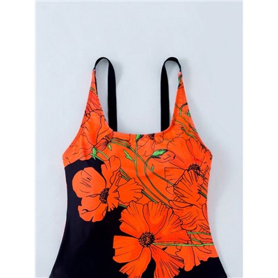 Einteiliger Badeanzug Für Frauen, Farbbeilagen Floraldruck
