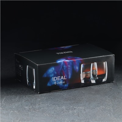 Набор стаканов для виски «Идеал», 6 шт, 230 мл, хрустальное стекло