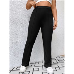 SHEIN EZwear Schwarze Gerade Hose Mit Hohem Bund In Übergröße