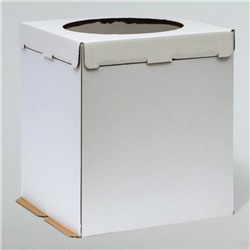 Коробка под торт с окном, "Круг", белая, 26 х 26 х 30 см