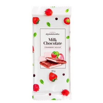 Шоколад молочный Milk Chokolate с клубничной нугой Коммунарка 85г (1/20шт)  (Кр. 5), шт