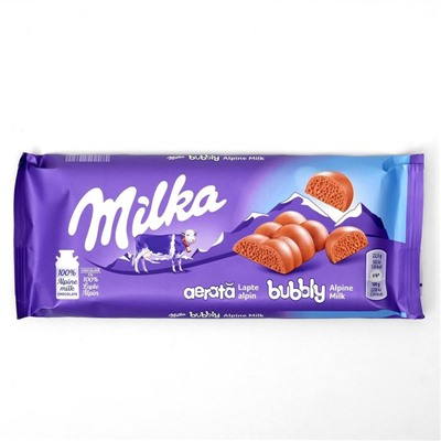 Молочный шоколад с пузырьками Milka Bubbly Milk Chocolate, 90 г