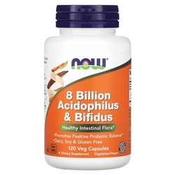 NOW Foods 8 миллиардов Ацидофилус и Бифидус - 120 растительных капсул - NOW Foods