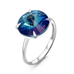 Кольцо из серебра с кристаллом Swarovski Королевский синий родированное 925 пробы кл-002-001L110D
