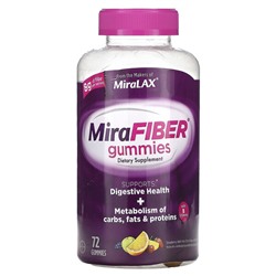 Miralax MiraFiber, клубника, яблоко, виноград, вишня, апельсин и лимон, 72 жевательные конфеты