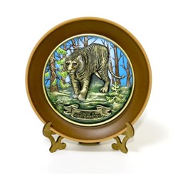 Тарелка керамическая с литой каменной накладкой Тигр цветная, 7028