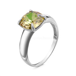 Кольцо из серебра с кристаллом Swarovski Мерцающий светло-зелёный родированное 925 пробы кл-016-001LUMG