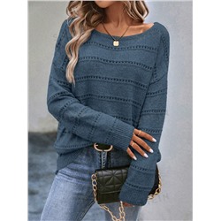 SHEIN LUNE Pullover mit Einfarbig Drop Shoulder Pointelle Strick