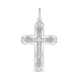 Крест из серебра с фианитами родированный - 3,7 см 925 пробы Кр-826р