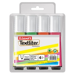 Текстовыделители набор 4 цвета Luxor "Textliter" 1-4,5мм, чехол с европодвесом 4010 T/4 WT