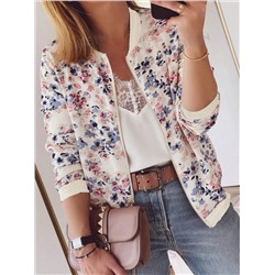 SHEIN LUNE Damen Blumen Muster Reißverschluss Jacke