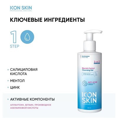 ICON   SKIN ОЧИЩАЮЩИЙ ГЕЛЬ ДЛЯ ЛИЦА И ТЕЛА BLEMISH CONTROL, 250 мл