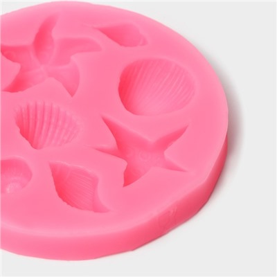 Молд Доляна «Морские звёзды», силикон, d=8 см, цвет розовый