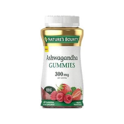 Nature's Bounty Ashwagandha Gummies, 300mg KSM-66 Ashwagandha Extract, Mixed Berry, 60 Gummies