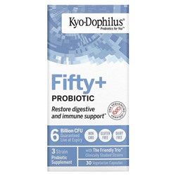 Kyolic Kyo-Dophilus, Пятьдесят + пробиотик, 6 миллиардов КОЕ, 30 вегетарианских капсул