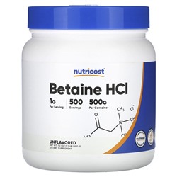 Nutricost Betaine HCI без вкуса - 1г на порцию - 507г - Nutricost
