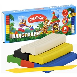 Пластилин 6 цв. 90 г ассорти со стеком Creativiki