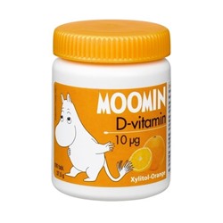 Moomin Витамин D 10 мкг с ксилитом Апельсин, 100шт.