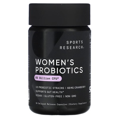 Sports Research Women's Probiotics, Cranberry, 65 Billion CFU, 30 Delayed Release Capsules