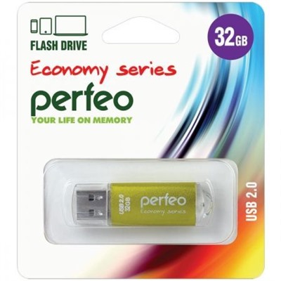 32Gb Perfeo E01 Gold Economy Series USB 2.0 (PF-E01Gl032ES)